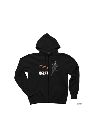 Hyper Scape Javi Siyah Fermuarlı Kapşonlu Sweatshirt