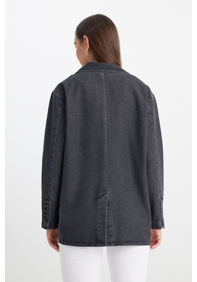 Oversize Bol Kesim Pamuk Antrasit Jean Kot Ceket L241652003 Antrasit