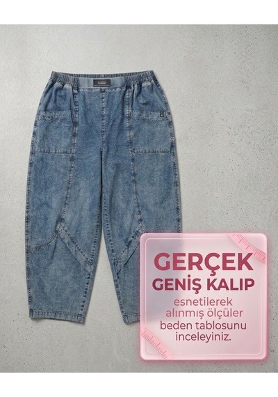 Zanessi Büyük Beden Beli Lastikli Ön Cepli Dikiş Detaylı Tensel Kumaş Dökümlü Denim Kadın Pantolon Yeşil Zanessi Büyük Beden Beli Lastikli Ön Cepli Dikiş Detaylı Tensel Kumaş Dökümlü Denim Kadın Pantolon Yeşil