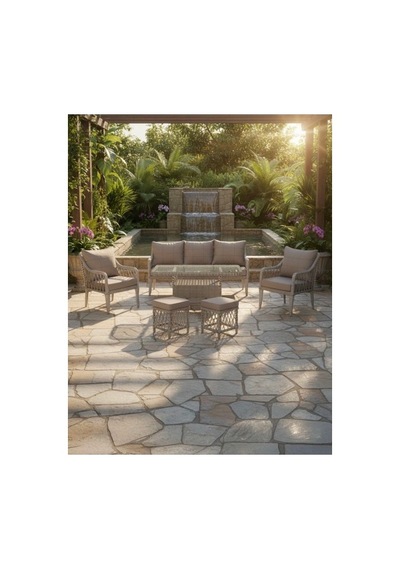 Dora Garden Home Zen 3+1+1 Açık Gri Rattan Bahçe Takımı Masalı Siyah Çizgili