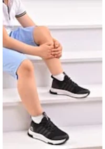 Unisex Çocuk Spor Ayakkabı SİYAH-BEYAZ
