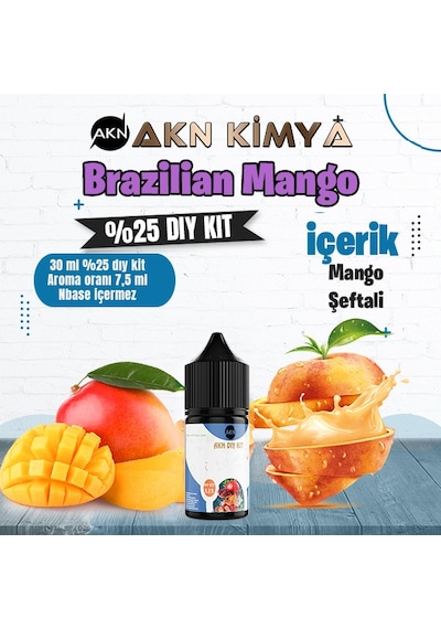 Brazilian Mango Yoğun Dıy Kit Mango Şeftali Gıda Aroması %25 Oranda Aroma İçerir Hazır Değildir 30 Ml