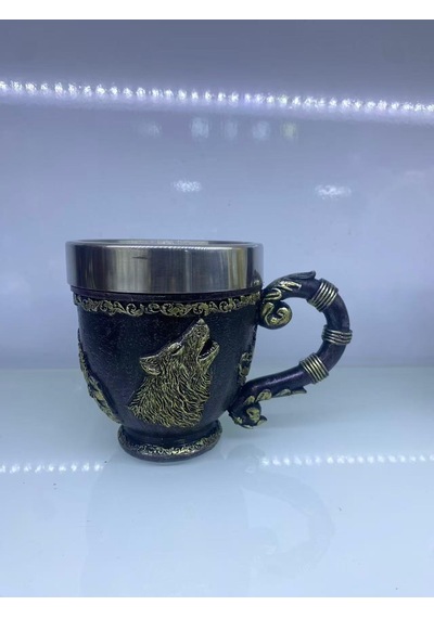Kurt İşlemeli Çelik Kupa Kod 6922 Pop