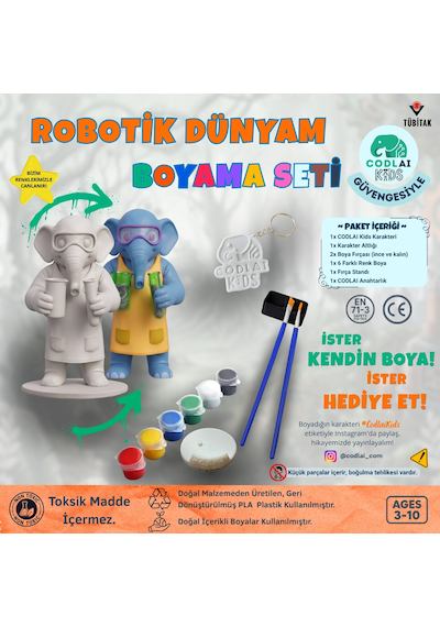 Codlaı Kids Robotik Dünyam 3d Boyama Seti - Çocuklar İçin Eğitici Yaratıcı Oyuncak Boyama Kiti - Kimyager Fil