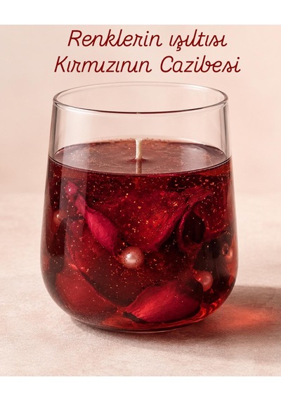 Özüm Mumculuk El Yapımı Gül Soya Mum-dekoratif Kokulu Çiçek Mum Kırmızı