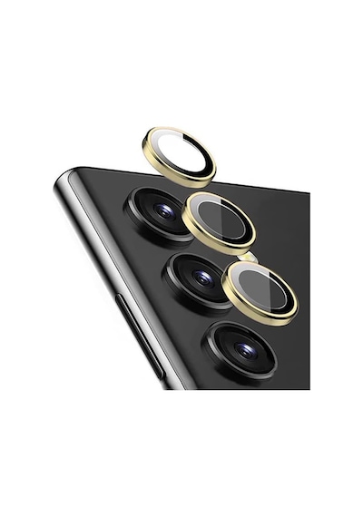 Samsung Galaxy S23 İçin Kamera Lens Koruyucuları Metal Gold Renk Temperli Cam Çizilmez Bağımsız Kamera Koruyucu Diğer