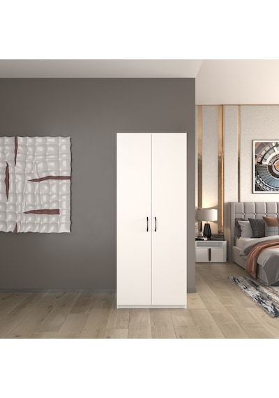 2 Kapaklı 5 Katlı Çok Amaçlı / Elbise Dolabı / Saklama Dolabı Beyaz
