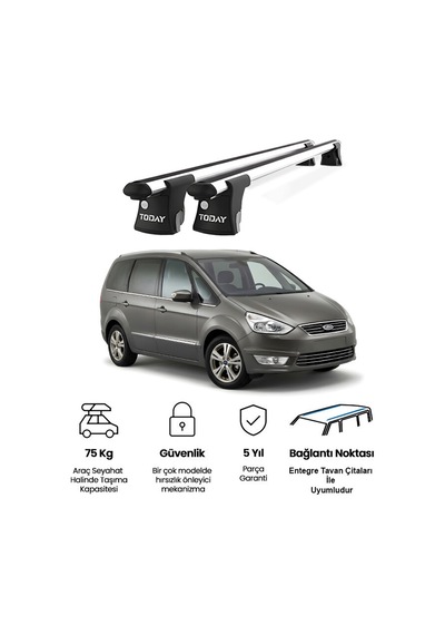 Trio-ıı Ford Galaxy 2006-2015 Uyumlu Kilitli Ara Atkı 135cm Port Bagaj Tavan Barı