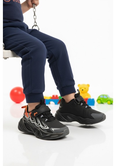 Marcokids Siyah Cırtlı Hafif Erkek Çocuk Spor Ayakkabı 161-t5440210 P Siyah