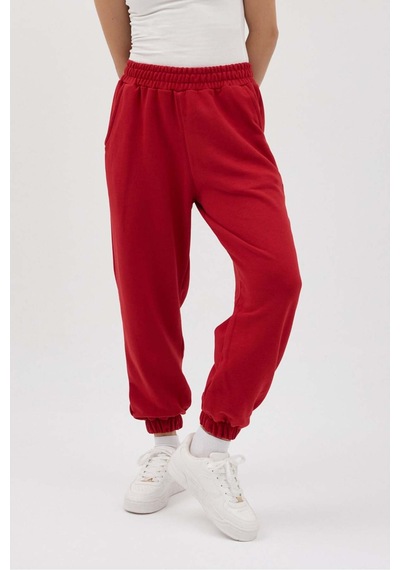 Buly Cozy Beli Lastikli Jogger Eşofman Altı Kırmızı