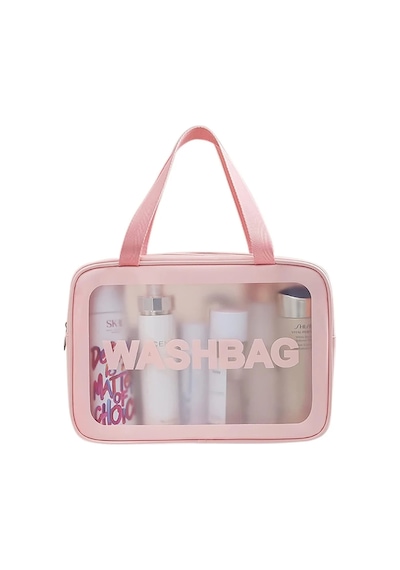 Caş Dekorasyon Pembe Renk Washbag Su Geçirmez Büyük Boy Makyaj Çantası