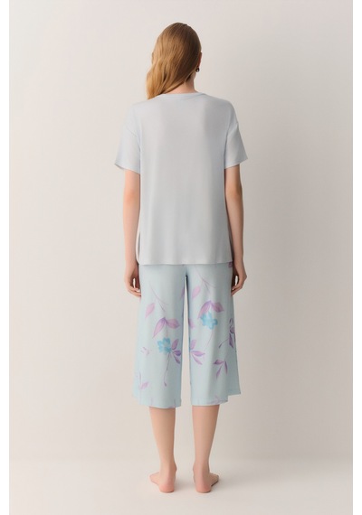 Suwen Sandy Kapri Şort Pijama Takımı Sh26638659956 Mavi