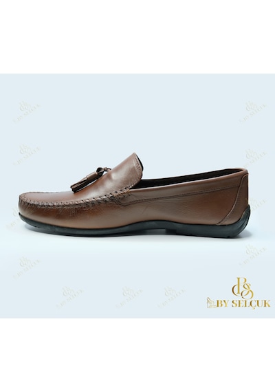 Loafer Düz Taban Deri Ayakkabı Taba