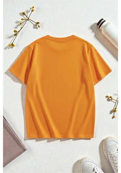 Uyguntarz Unisex Saturn Baskılı T-shirt Turuncu