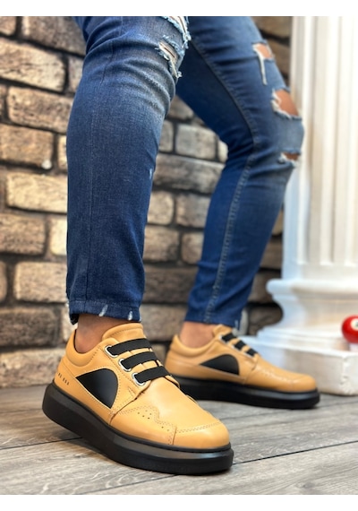 Ba0302 Boa Kalın Taban Bağcıksız Tarz Casual Karamel Renk Erkek Ayakkabı Kahverengi