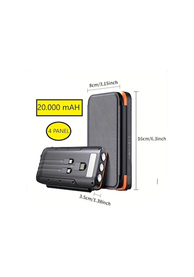 Güneş Enerjili 20000 Mah Powerbank Solar 4 Panel Su Geçirmez Hızlı Pd 20w Hızlı Şarj Renkli