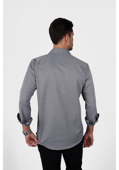 Taş Gri Slimfit Erkek Gömlek Taş