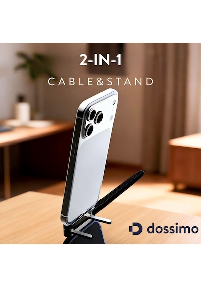 Dossimo 240w Ultra Hızlı Type-c Şarj Data Kablosu Katlanabilir Standlı 1.5m Örgülü 2 In 1 Stand+şarj Kablosu 1.5 M