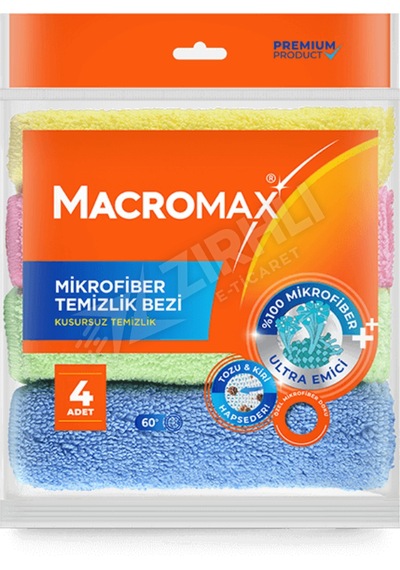 5 Adet Macromax Mikrofiber Temizlik Bezi 4 Adet Çok Renkli