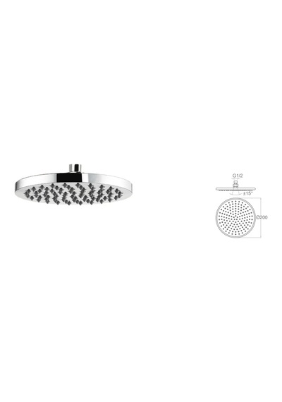 Abs Krom Kaplı Yuvarlak Tepe Duşu - Ø200mm Krom