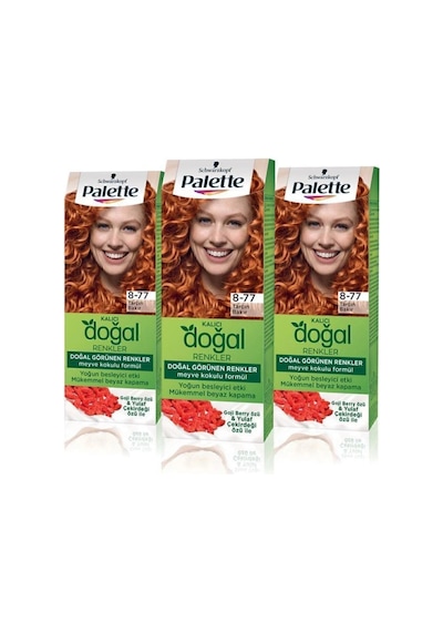 Palette Kalıcı Doğal Renkler Saç Boyası 8 - 77 Tarçın Bakır X 3 Ad