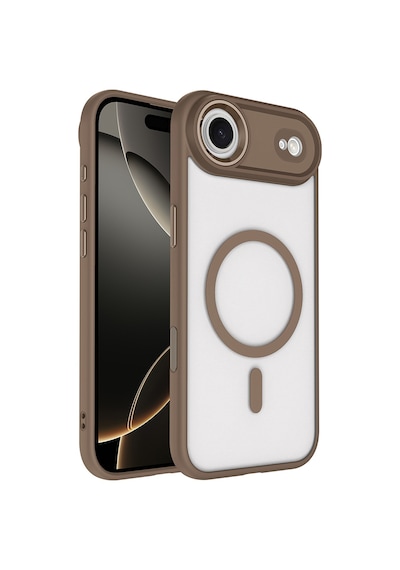 Subutu Apple Uyumlu iPhone 17 Air Kılıf Wireless Şarj Özellikli Zore Krom M-safe Silikon Kapak - Desert Gold Altın