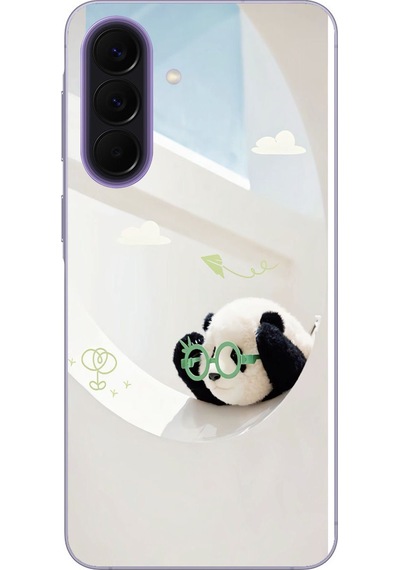 Samsung Galaxy A57 Uyumlu Gözlüklü Panda Baskılı Silikon Kılıf Renkli