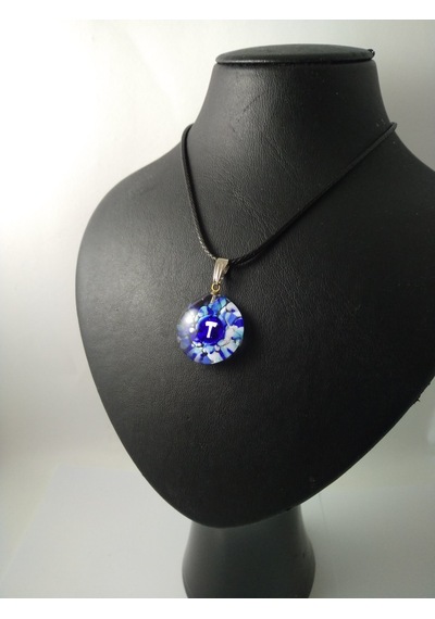 Cam Harf Kolye – Handmade El Yapimi Murano– (T) Harfi Modeli Beyaz