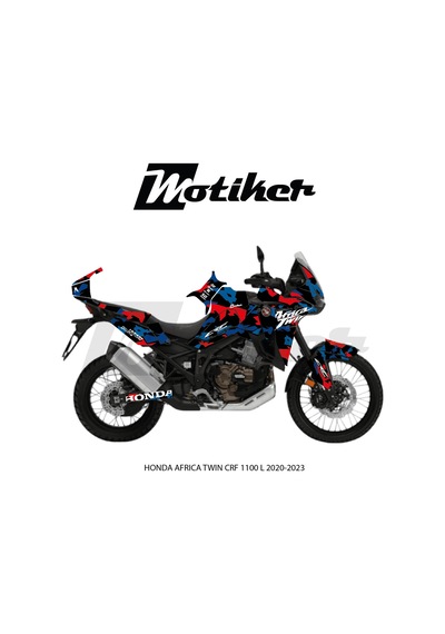 Honda Afrıca Twın Crf 1100 L 2020-2023 Adventure Camouflage Parçalı Kaplama Siyah Kırmızı Mavi