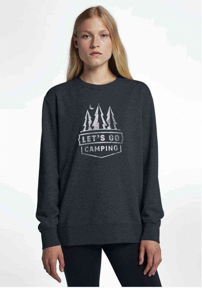 Lets Go Camping Çam Baskılı Füme Antrasit Kadın Sweatshirt