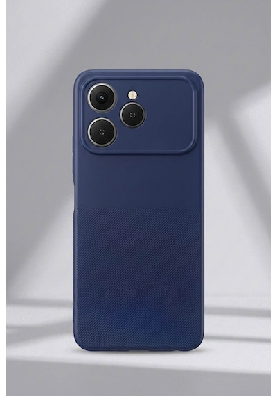Tecno Spark 40 Uyumlu Kamera Korumalı Silikon Telefon Kılıfı Darbe Emici İçi Kadife Tırtıklı Kaymaz Yüzeyli Yumuşak Kılıf-54283 Lacivert