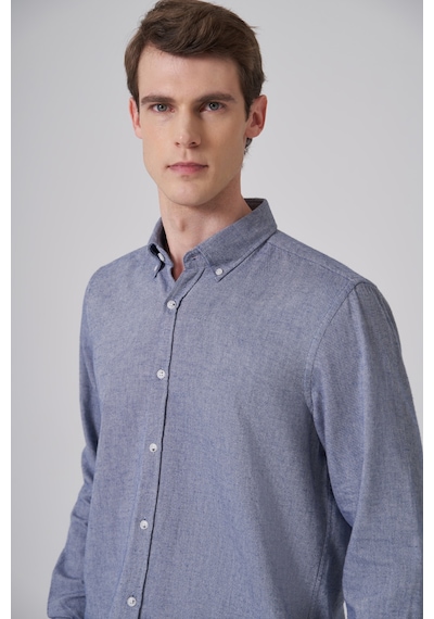Morven Erkek Lacivert Pamuk Trend Düz Regular Fit Düğmeli Yaka Gömlek 26ms004018200 Lacivert