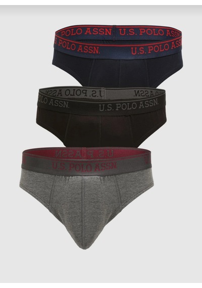 U.S. Polo Assn. Erkek Slip Don Siyah Gri İç Giyim 3 Lü Pamuk Çok Renkli