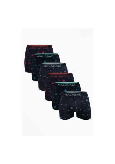 Malabadi Erkek Siyah Desenli 6 Lı Premium Collection Modal Boxer 6m252 Siyah Desenli