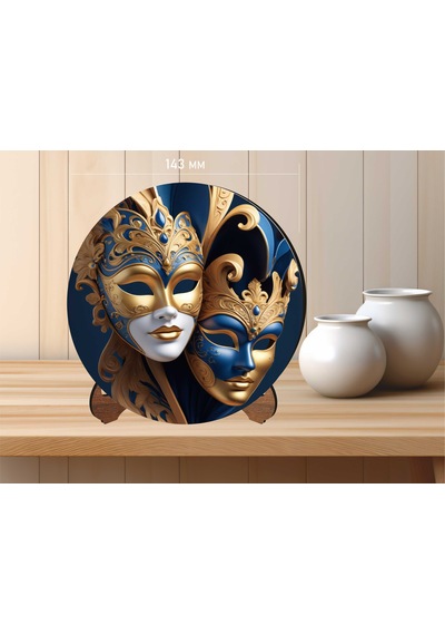 Ahşap Masaüstü Uv Baskılı Maskeli Balo Temalı Dekoratif Tablo V18 1 adet 13x13cm