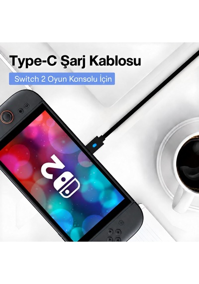 Switch 2 Şarj Kablosu 3 Metre Led Göstergeli Ns2 Oyun Konsolu Type-c Örgü Kablo