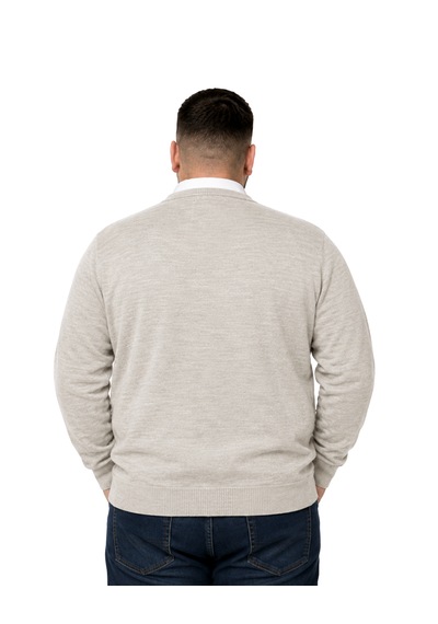 Battalmoda Erkek Büyük Beden Bej Cepli Düğmeli Triko Hırka 3xl-4xl-5xl-6xl
