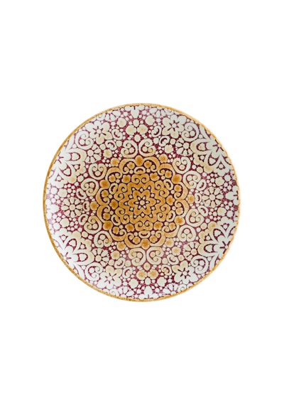 Alhambra Burgundy Gourmet 17cm 12 Adet Porselen Düz Tabak Bordo