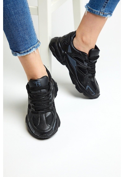 Tonny Black Rahat Kalıp Yüksek Taban Bağcıklı Unisex Siyah Spor Ayakkabı Tb252-0 Siyah