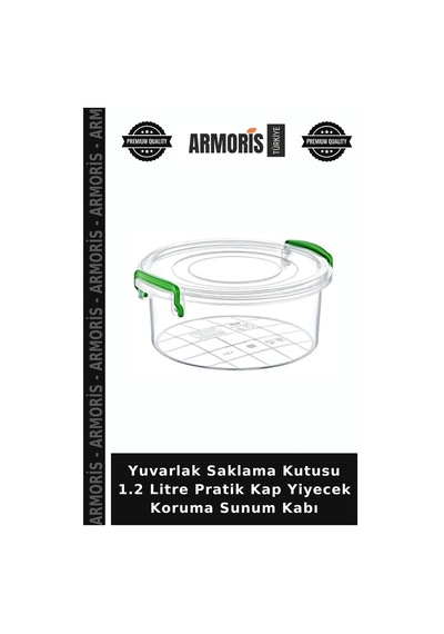 Yuvarlak Saklama 1.2 Litre Pratik Kap Yiyecek Koruma Sunum Kabı Çok Renkli