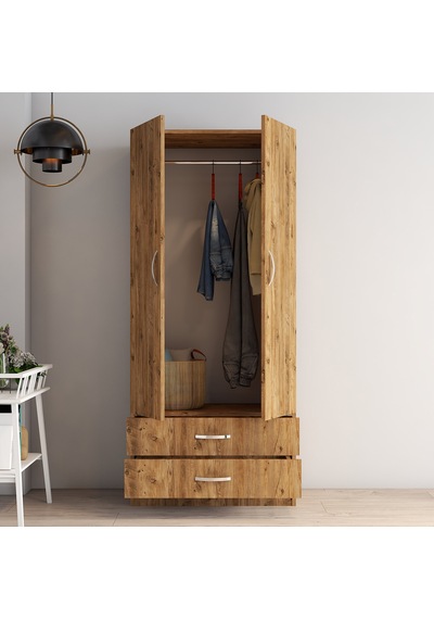 tanmob 2 Kapılı Iki Çekmeceli Geniş Gardrop Çam - Grd0402 tanmob 2 Kapılı Iki Çekmeceli Geniş Gardrop Çam - Grd0402