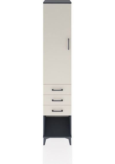 Hyperion Dolap 2 Raflı 3 Çekmeceli Tek Kapaklı 44x44x221 Antrasit-aytaşı Antrasit