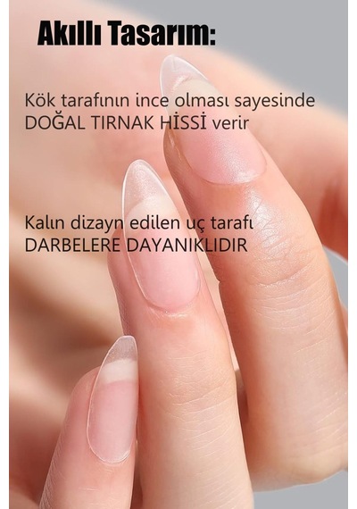 100 Adet Jel Tips Badem Xsmall Beden Orta Uzunlukta Protez Takma Tırnak Seti Xs