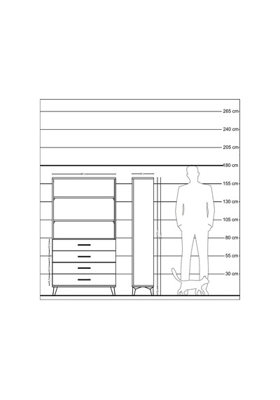 Arges Dolap 3 Raflı 4 Çekmeceli 88x30x163 Çam-aytaşı Atlas Çam