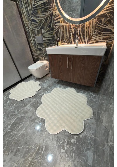Bubble Papatya Set Banyo Paspası 2'li Set Pofuduk Yumuşak Peluş Kaymaz Taban Yıkanabilir Dekoratif Banyo Halısı Paspası Krem Krem Bubble Papatya Set Banyo Paspası 2'li Set Pofuduk Yumuşak Peluş Kaymaz Taban Yıkanabilir Dekoratif Banyo Halısı Paspası Krem Krem