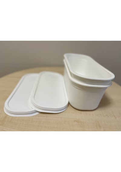Purple Ambalaj Reyon Dondurma Saklama Kabı + Kapak Seti 10'lu Beyaz