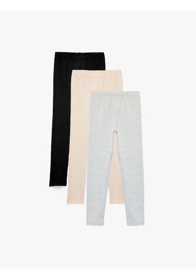 Koton Beli Lastikli Basic 3'lü Tayt Seti Siyah 6wkg40121ak Siyah