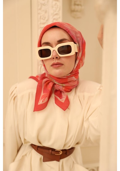 Silk Home Olinda İpek Eşarp 47001-13 Mercan, Pembe, Yanık Sarı, Mor, Sarı