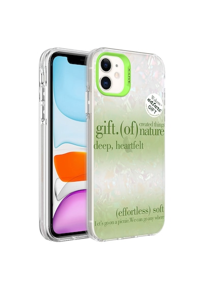 Apple Uyumlu iPhone 12 Uyumlu Mermer Desenli Tchs Marbello Kılıf-yeşil Yeşil -