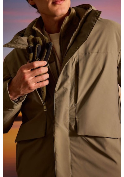 Defacto Su İtici Regular Fit Kapüşonlu Fermuarlı İç Cepli Cebi Pelüşlü Mont E9248ax25wnkh440 Haki-kh440